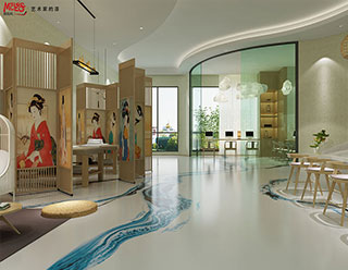 慕凱風水墨地坪漆中國風藝術涂料室內酒店客廳